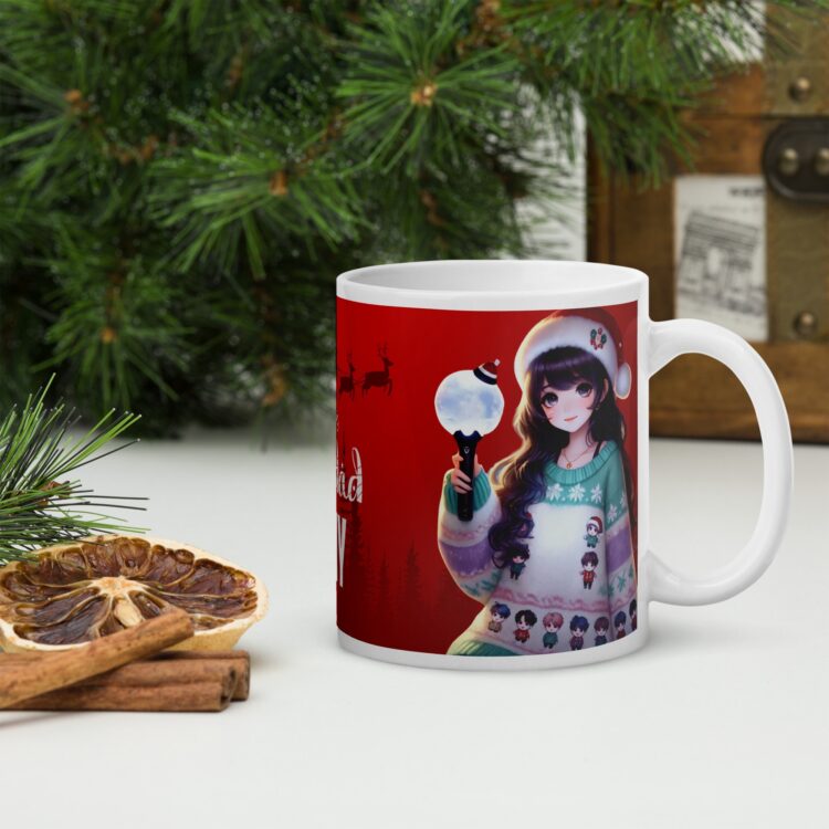 Taza blanca Feliz Navidad Army brillante