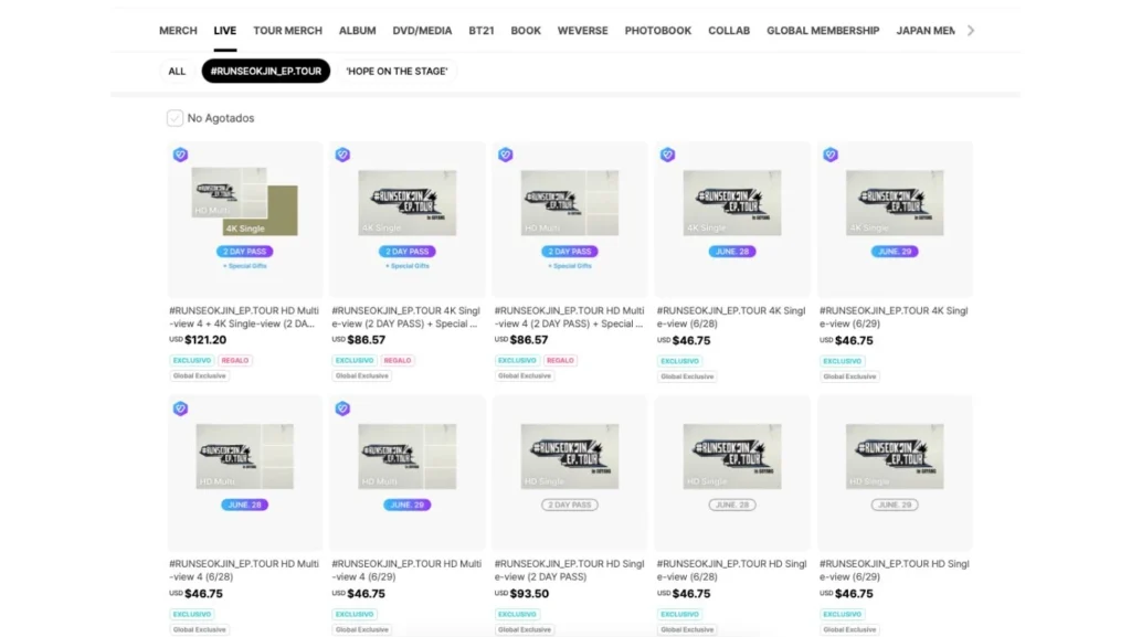 Cómo ver online el EP.TOUR de Jin