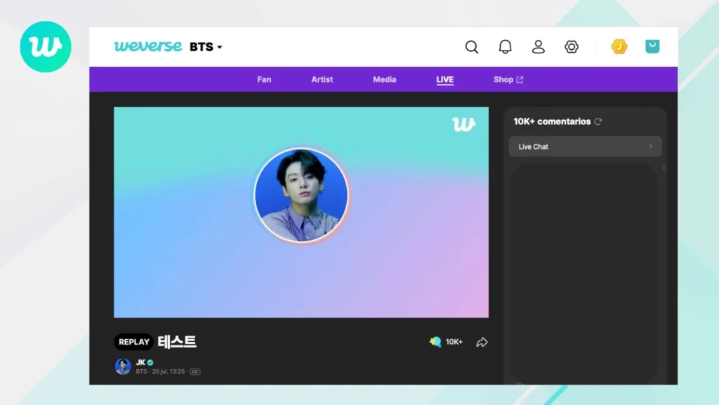Live de Jungkook: "Prueba"