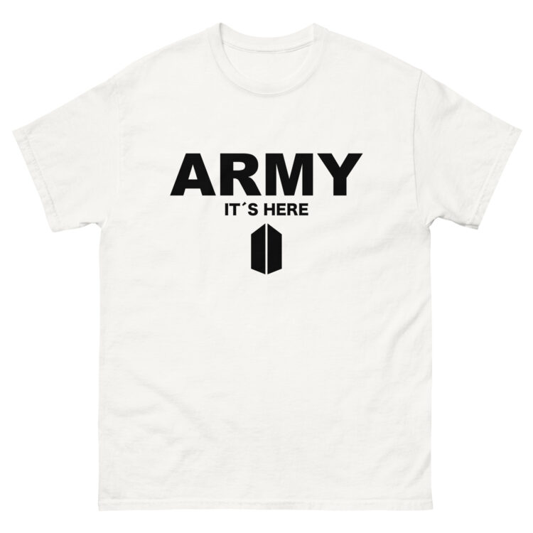 Camiseta BTS ARMY IT´S HERE Blanca